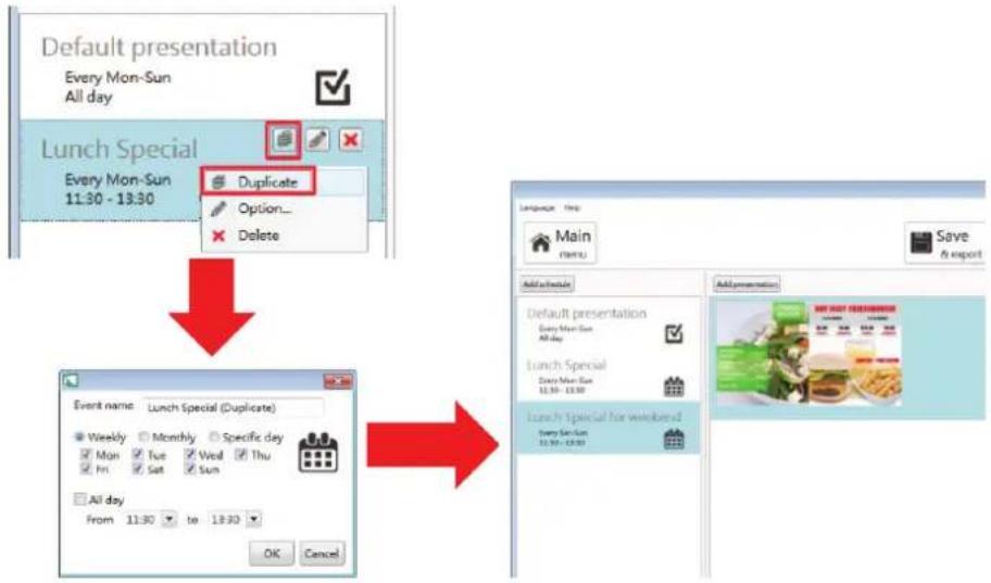 VIEWSONIC Signage Manager - Dupliquer un événement - 1