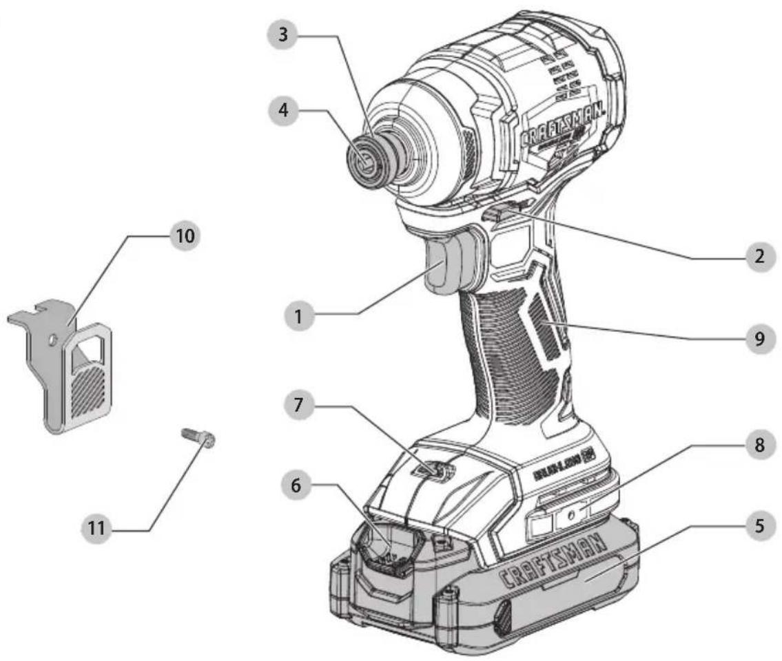 Craftsman CMCF811 - Destornillador de impacto compacto sin escobillas de 1/4" (6.35 mm) 20V Max\* - 1