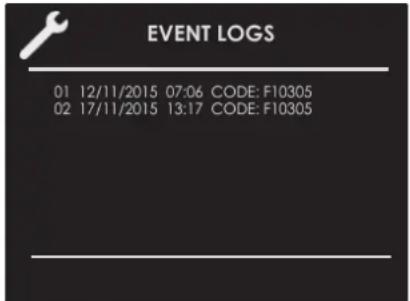 Fulgor Milano F7DSPD24S1 - Event Log - 1