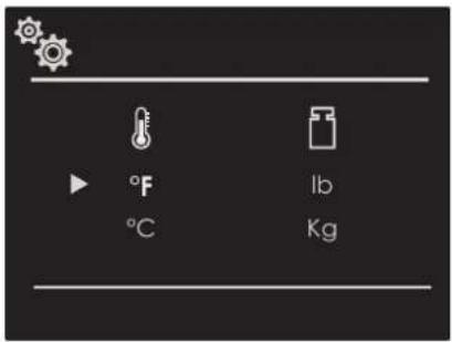 °F °C lb Kg