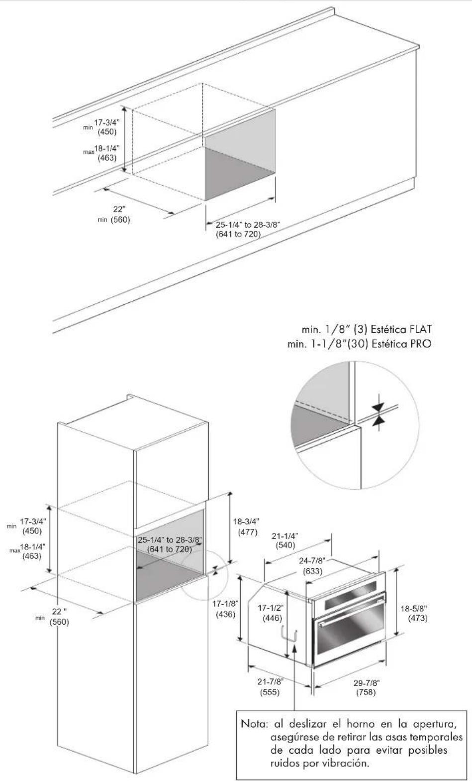 Fulgor Milano F7MSPD24S1 - Dimensiones y requisitos del gabinete - 4