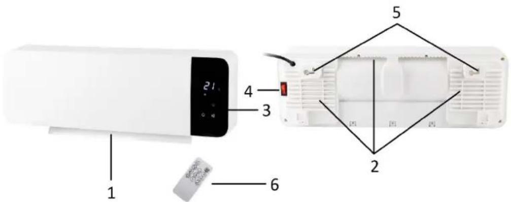 Emerio WH-133172 - BESKRIVNING AV DELAR - 1