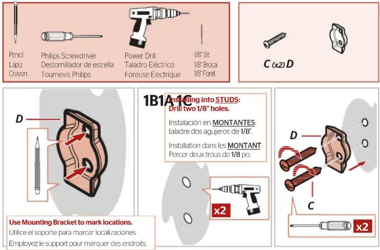 Pfister Raya BRH-RY0 - Installation des supports de fixation: Installation du Montant - 1