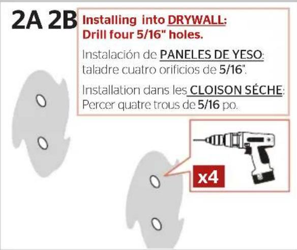 Pfister Rancho BTB-RCH2 - Bracket Installation: Drywall/Tile Installation Intalación del soporte: Instalación de Paneles de Yeso/ Azulejo Installation des supports de fixation: Installation du Cloison Séche/Tuile - 3
