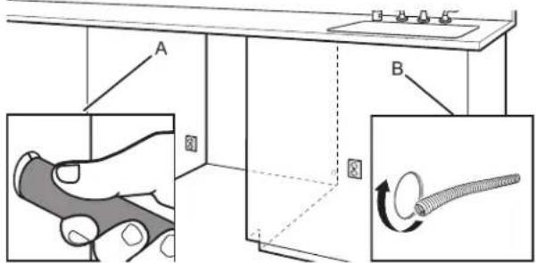 WHIRLPOOL WDT550SAPW - Drill hole location for Water Supply and Drain hose (Preferred hole type) - 4