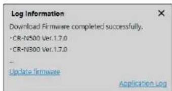 CANON CR-N350 - Cliquez sur [Update firmware] (Mettre à jour le micrologiciel) dans le message. - 1