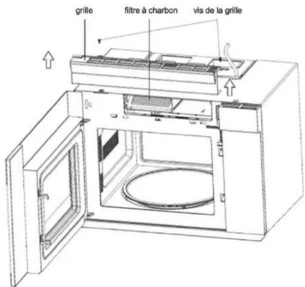 grille filtre à charbon vis de la grille