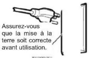 Assurez-vous que la mise à la terre soit correcte avant utilisation.