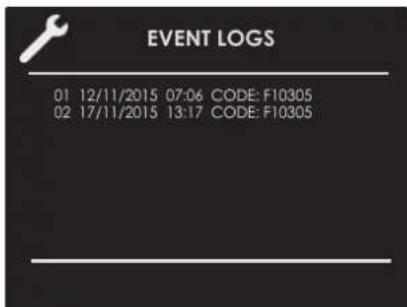 Fulgor Milano F7MSPD30S1 - Event Log - 1