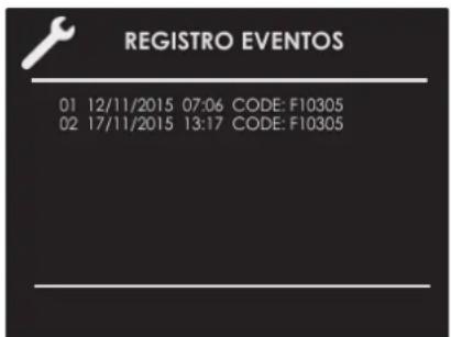 Fulgor Milano F7MSPD30MB1 - Registro de eventos - 1