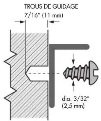 TROUS DE GUIDAGE 7/16" (11 mm) dia. 3/32" (2,5 mm)