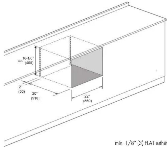 18-1/8" min (460) 2" (50) 20" (510) 22" (560) min. 1/8" (3) FLAT esthét