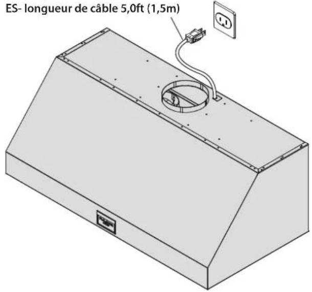 ES- longueur de câble 5,0ft (1,5m)