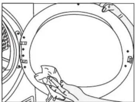WHIRLPOOL C WD 95M WBS BE - Nukkasuodattimet (sisäiset ja ulkoiset suodattimet) / luukun sisäpinnan puhdistus - 5