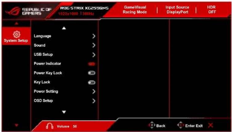 ASUS ROG Strix XG259QNS - System Setup (Εγκατάσταση συστήματος) - 1