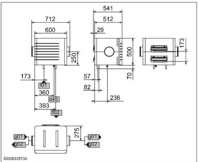 STIEBEL ELTRON LWF AR 1.5 - Wymiary i przyłącza - 1