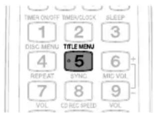 TIMER ON/OFF 1 DISC MENU 4 REPEAT 7 VOL 2 TITLE MENU 5 SYNC 8 CD REC SPEED SLEEP 3 6 MIC VOL. 9 VOL