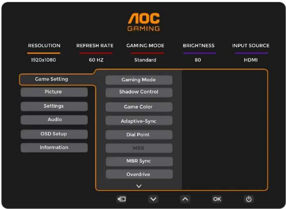 AOC C32G42ZE - Réglage OSD - 1