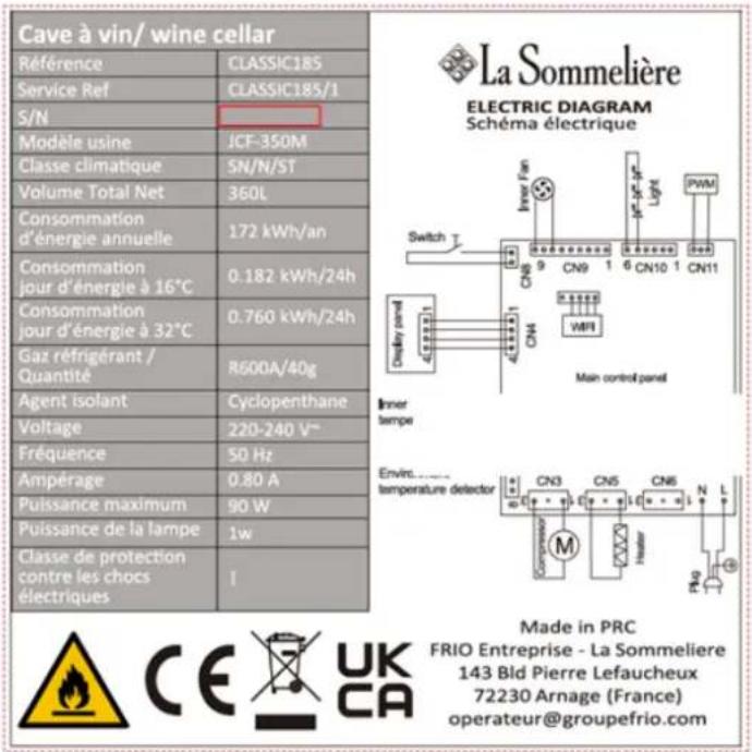 LA SOMMELIERE CLASSIC185 - PLAQUE SIGNALÉTIQUE - 1
