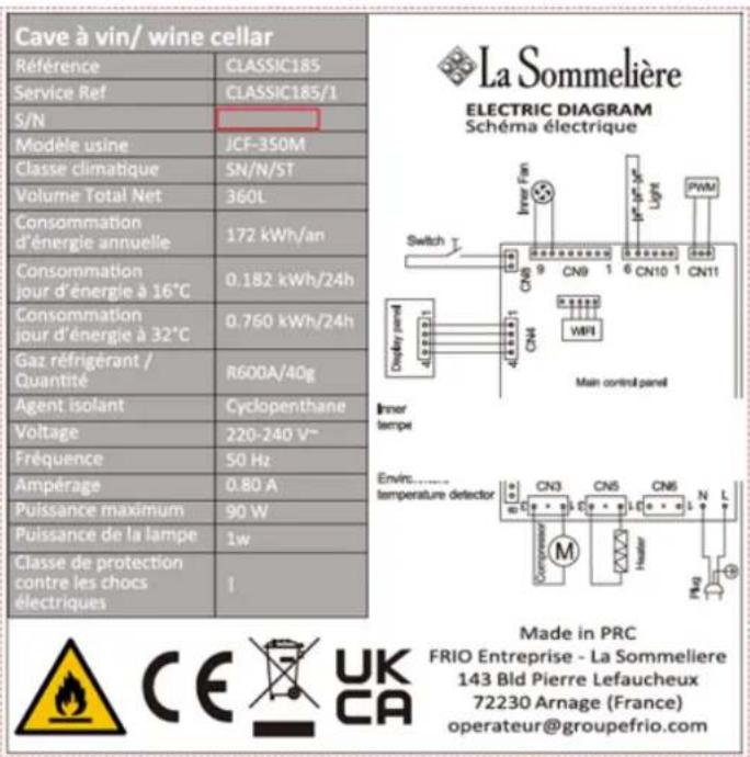 LA SOMMELIERE CLASSIC185 - DATOS TÉCNICOS - 1