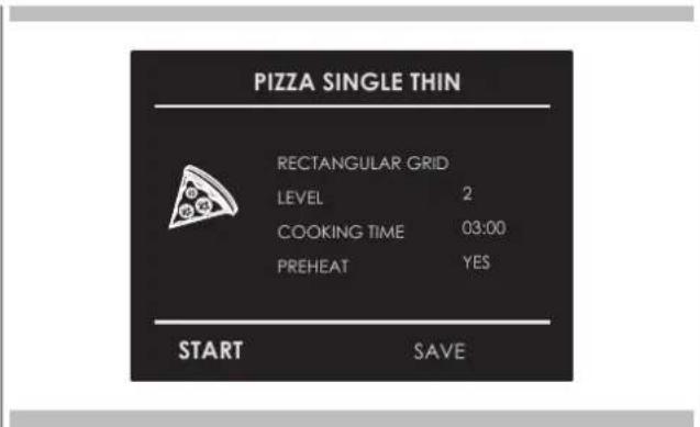 Fulgor Milano F7MSP30S1 - Selecting an already-set "PIZZA PIZZERIA" recipe: - 1