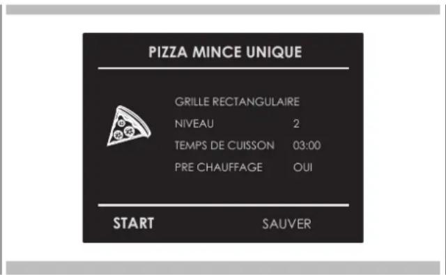 Fulgor Milano F7MSP30S1 - Sélectionner une recette «PIZZA PIZZERIA» déjà configurée: - 1