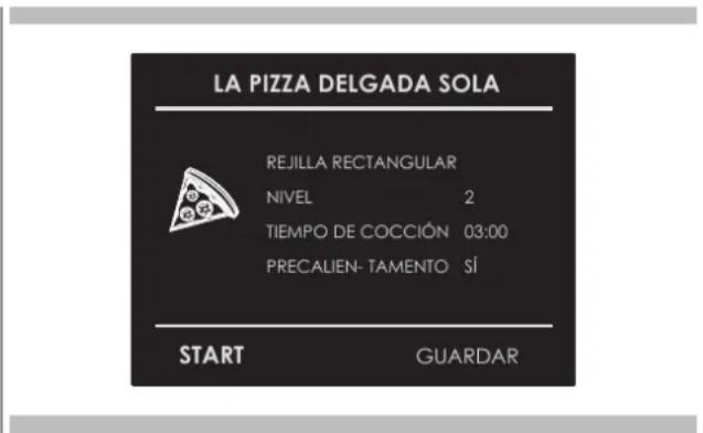 Fulgor Milano F7MSP30S1 - Seleccionar una receta "PIZZA PIZZERIA" ya configurada: - 1