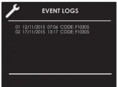 Fulgor Milano F7MSPD24MB1 - Event Log - 1