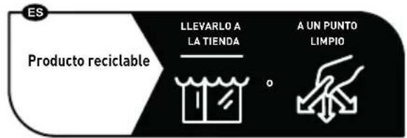 ES Producto reciclable LLEVARLO A LA TIENDA A UN PUNTO LIMPIO