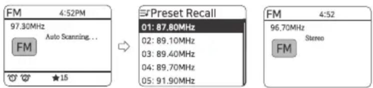 THOMSON RT850DABBT - Automatic search for the previous or next radio station: - 1