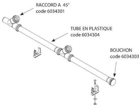 RACCORD A 45° code 6034301 TUBE EN PLASTIQUE code 6034304 BOUCHON code 6034303
