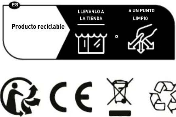ES Producto reciclable LLEVARLO A LA TIENDA o A UN PUNTO LIMPIO CE