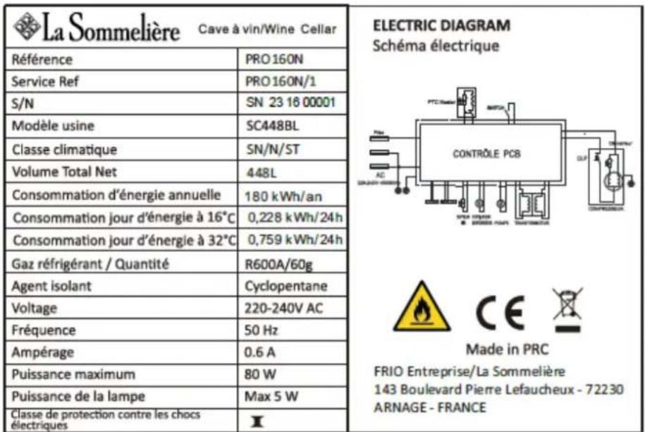 LA SOMMELIERE PRO160DZN - TECHNICAL DATA - 1