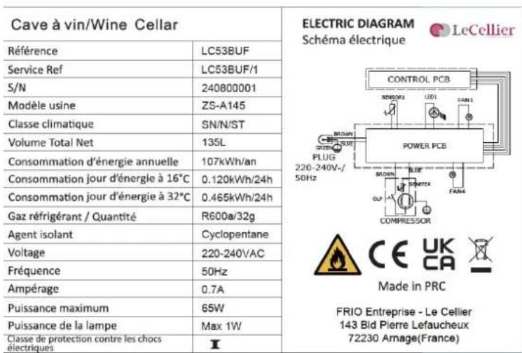 Le Cellier LC53BUF - DATOS TÉCNICOS - 1