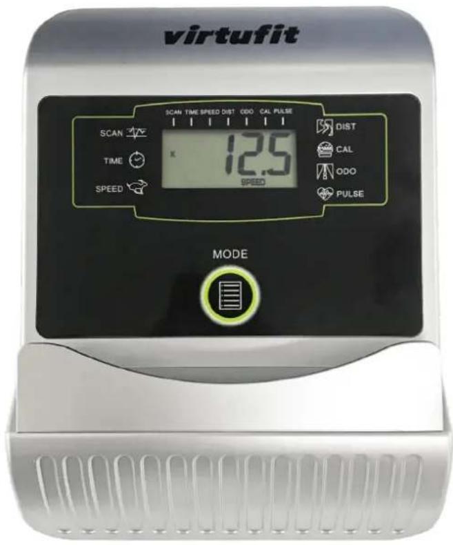 virtufit SCAN TIME SPEED DIST ODO CAL PULSE TIME K 12.5 SPEED SPEED MODE DIST CAL ODO PULSE