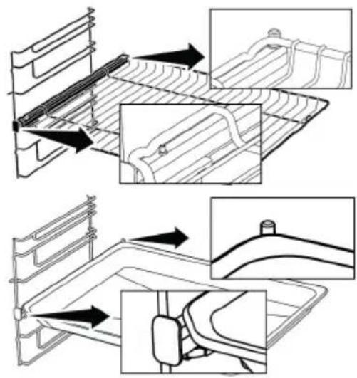BEKO FBE67301XCS - Mise en place appropriée de la grille métallique et du plateau sur les rails télescopiques -Modèles à étagères grillagées et rails télescopiques - 1