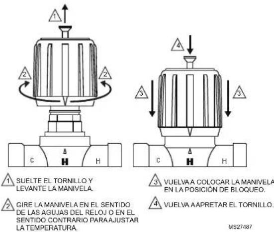 HONEYWELL AM100C1070 - Procedimiento de ajuste de la temperatura - 1