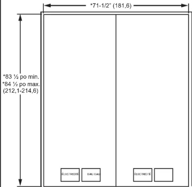*71-1/2" (181,6) *83 ½ po min. *84 ½ po max. (212,1-214,6) ÉLECTRICIE EAU EAU ÉLECTRICIE