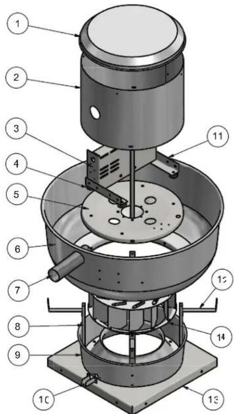 Canarm ALX165-UB - ALX SERIES SPUN ALUMINUM UPBLAST EXHAUSTERS - EXPLODED VIEW - 1