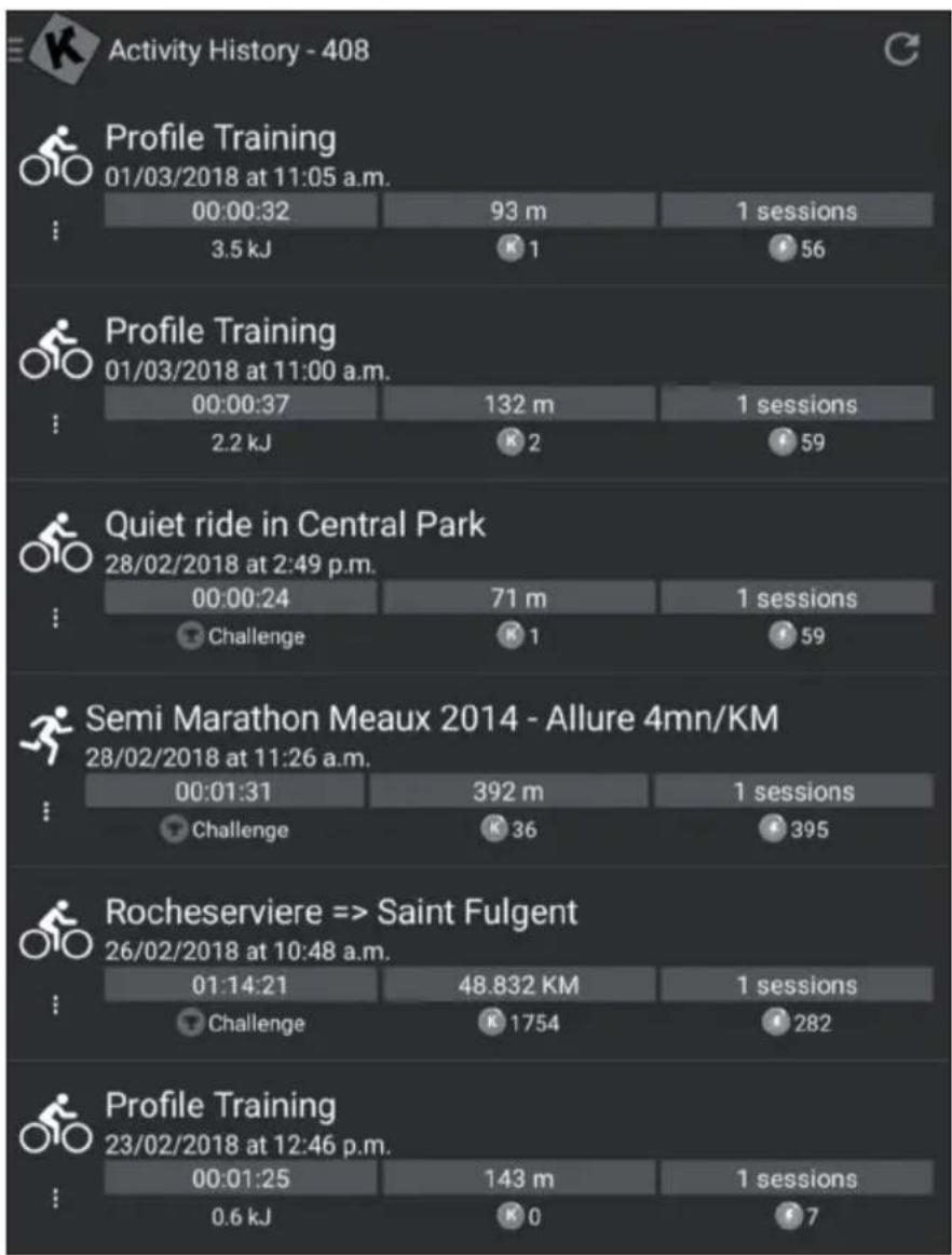 Capital Sports Infinity Pro 4.0 - Activity History - 1