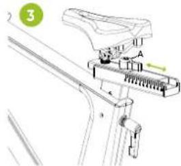 VirtuFit Etappe 2.0i - Gehen Sie wie folgt vor, um die horizontale Position des Sattels einzustellen (FIG. 3): - 1