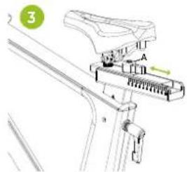 VirtuFit Etappe 2.0i - Follow the steps below to adjust the horizontal position of the saddle (FIG. 3): - 1
