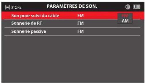 512 Hz PARAMÈTRES DE SON. Son pour suivi du câble FM Sonnerie de RF FM Sonnerie passive FM