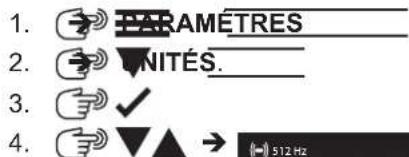 1. PARAMÉTRES 2. NITÉS. 3. ✓ 4. 512 Hz
