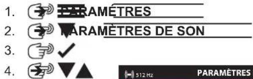 1. PARAMÈTRES 2. PARAMÈTRES DE SON 3. ✓ 4. 512 Hz PARAMÈTRES
