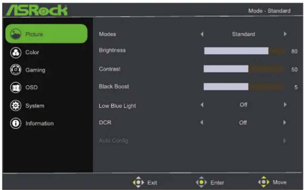 ASROCK CL27FFB - Menus OSD - 1