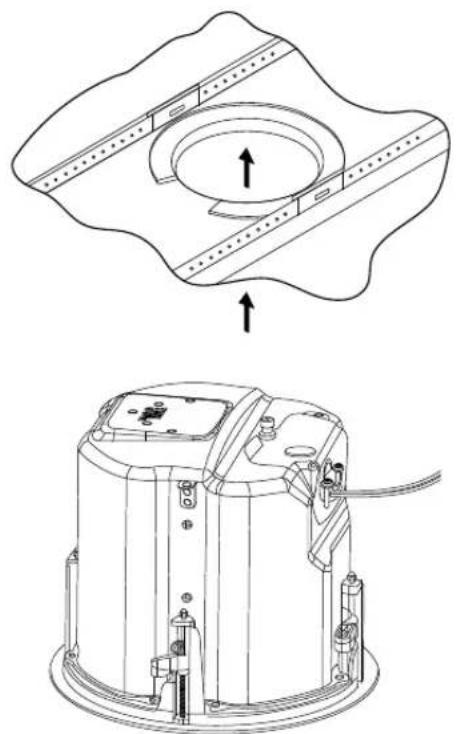 JBL Control 414C/T Micro - Step 8 – Insert the Speaker into the Ceiling and Tighten. - 1