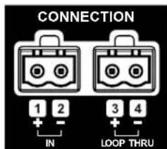CONNECTION 1 2 + - IN 3 4 + - LOOP THRU