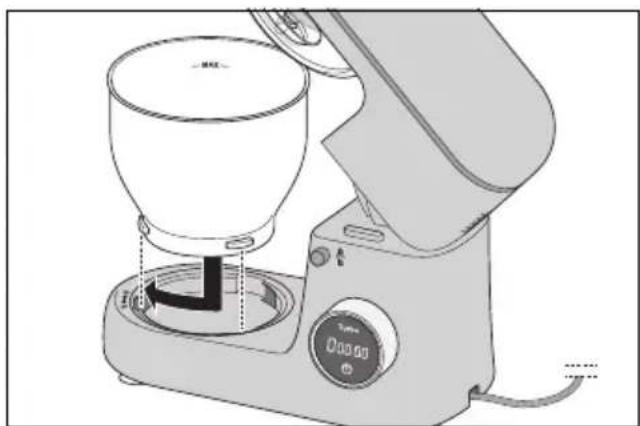SILVERCREST SKM 600 F1 - Colocación del bol para remover - 1