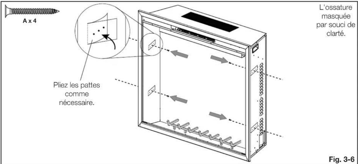A x 4 Pliez les pattes comme nécessaire. L'ossature masquée par souci de clarté. Fig. 3-6